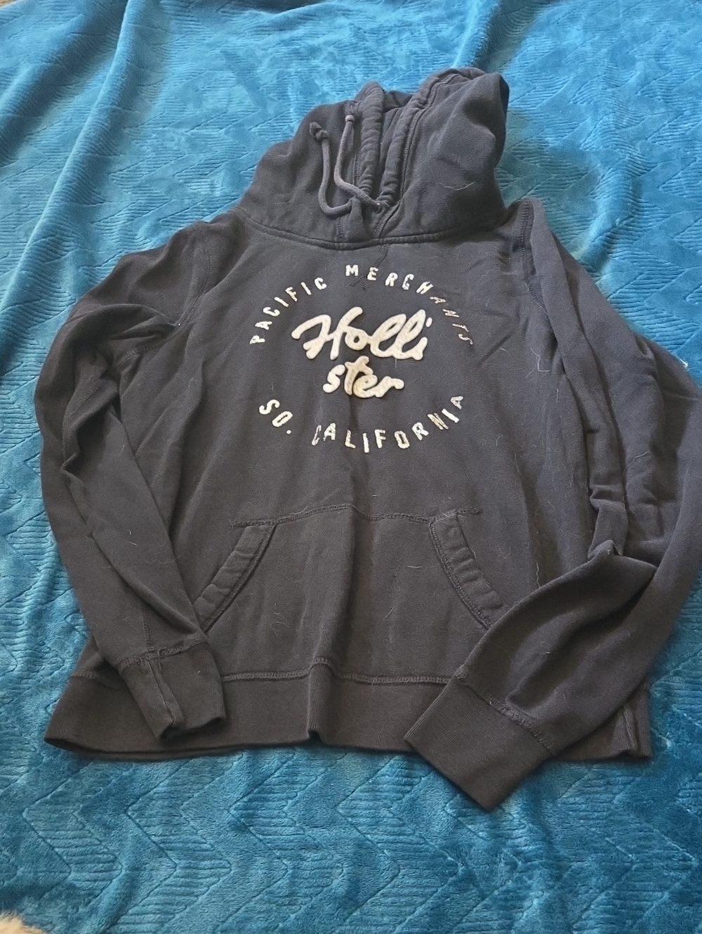 Hollister Black Hooded Pullover with Front Script Logo